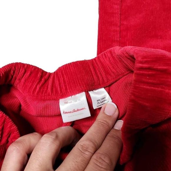 Hanna Andersson corduroy red wide leg pull on pocketed stretch pants - Picture 5 of 5